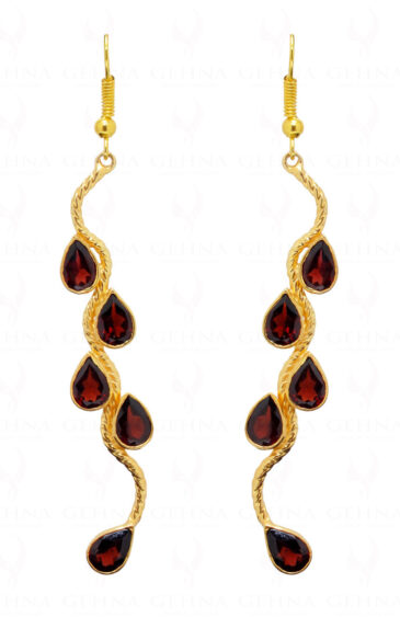 Red Garnet Pear Shaped Gemstone Studded 925 Sterling Silver Earrings Se021001