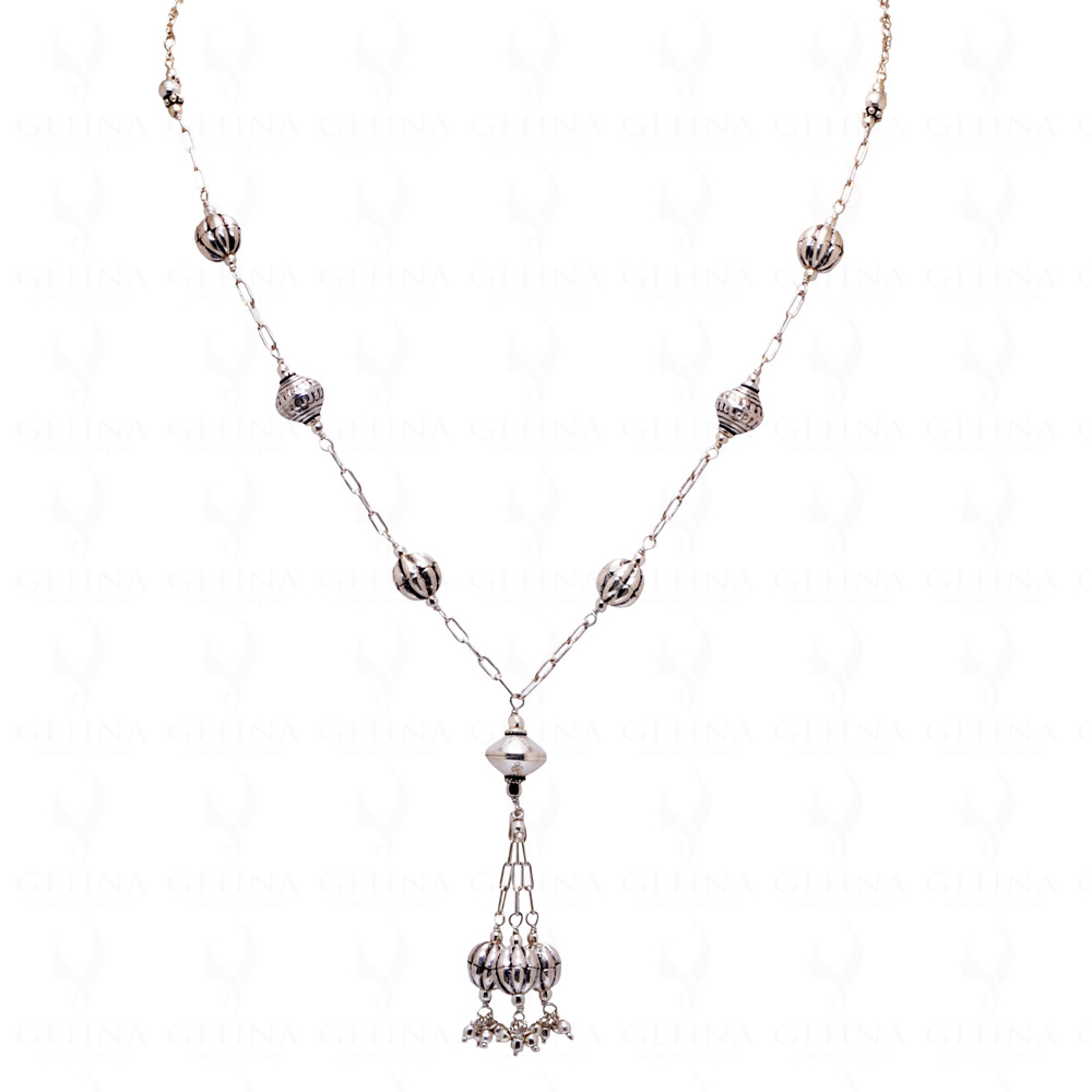 Oxidized Silver Beads Tassels With 925 Sterling Silver Chain SN-1001