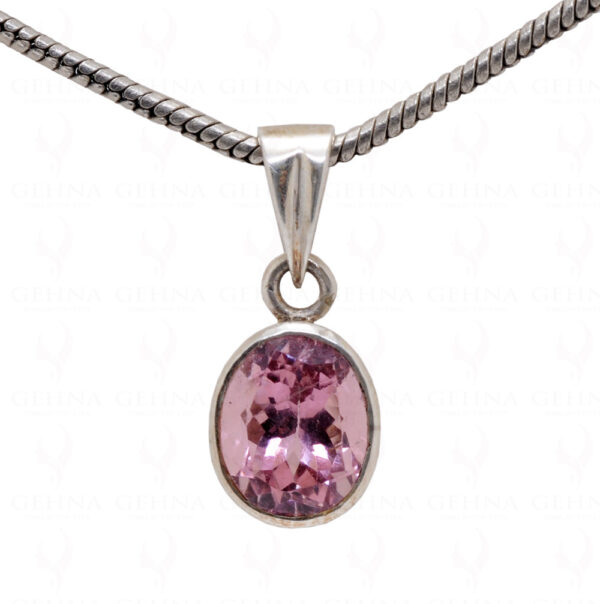 Pink Tourmaline Oval Shape Gemstone 925 Silver Pendant SP02-1001