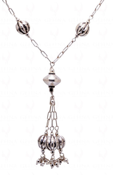 Oxidized Silver Beads Tassels With 925 Sterling Silver Chain SN-1001