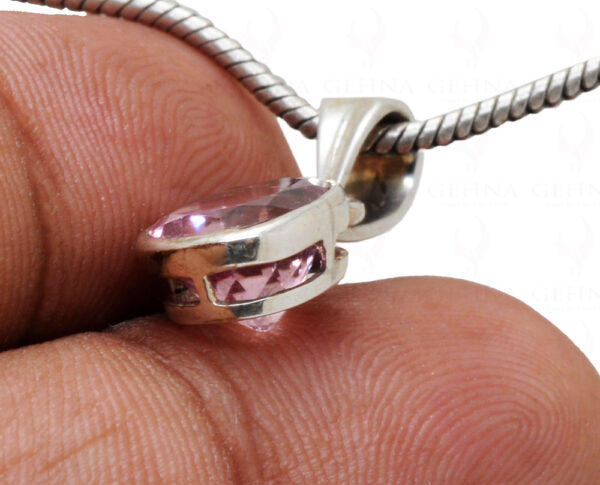 Pink Tourmaline Oval Shape Gemstone 925 Silver Pendant SP02-1001