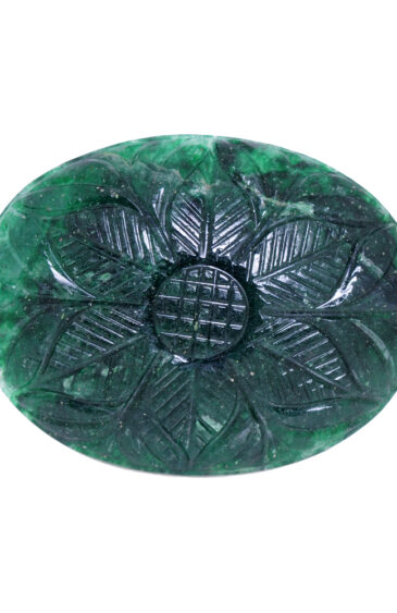 131.40 Cts Natural Emerald Hand Carved Oval Shaped Gemstone PS-1001