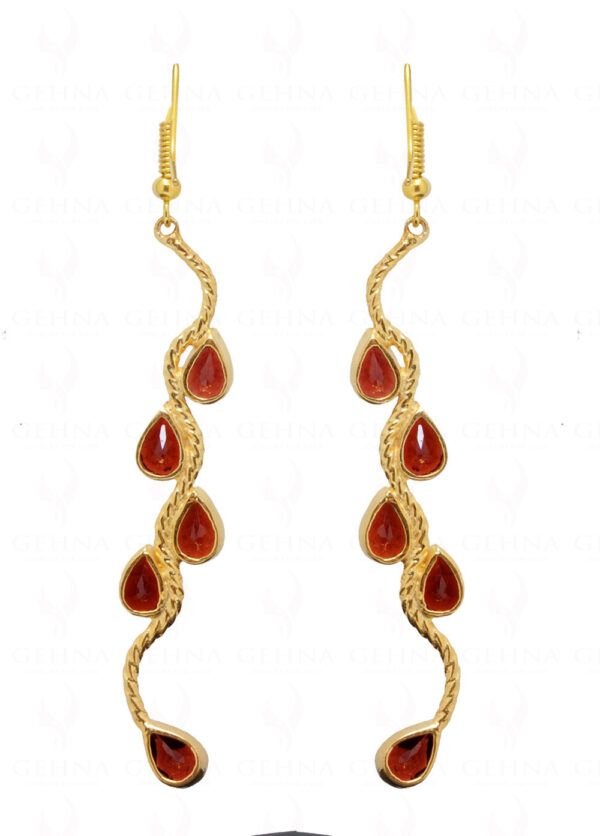 Red Garnet Pear Shaped Gemstone Studded 925 Sterling Silver Earrings Se021001