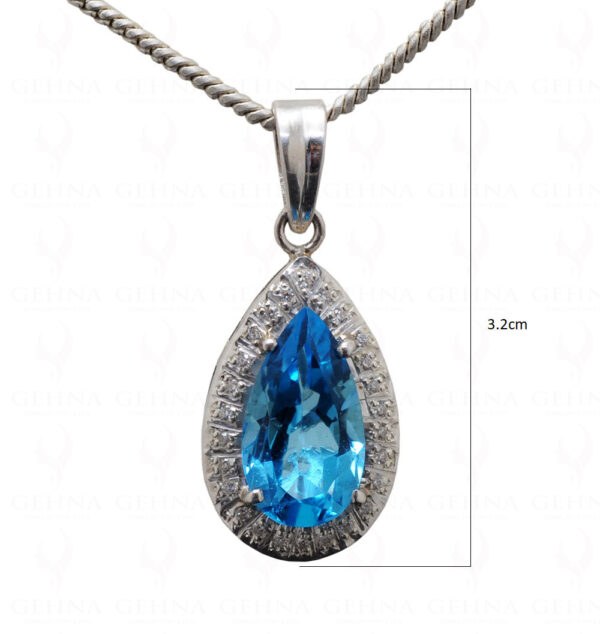 Blue & White Topaz Gemstone Studded 925 Sterling Silver Pendant Sp011001