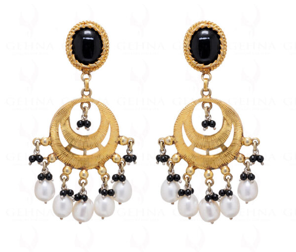 Black Onyx Gemstone Studded 925 Sterling Silver Earrings Se021002