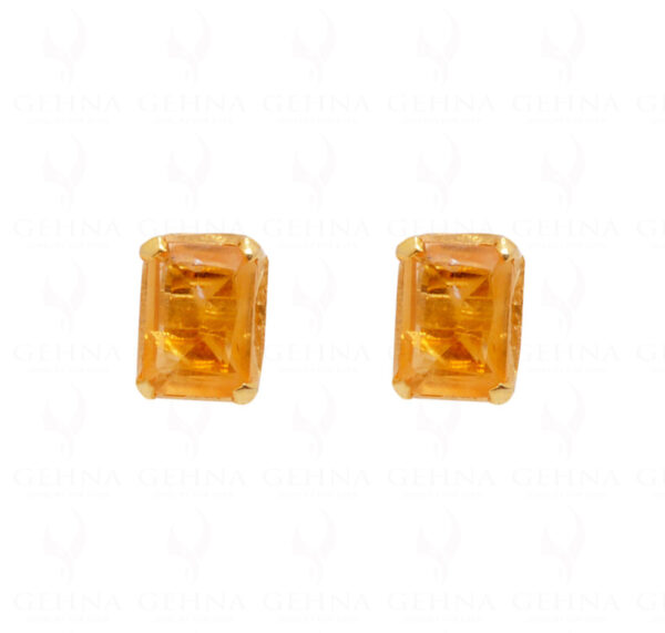 Citrine Octagon Shaped Gemstone Studded 925 Solid Silver Earrings SE04-1002