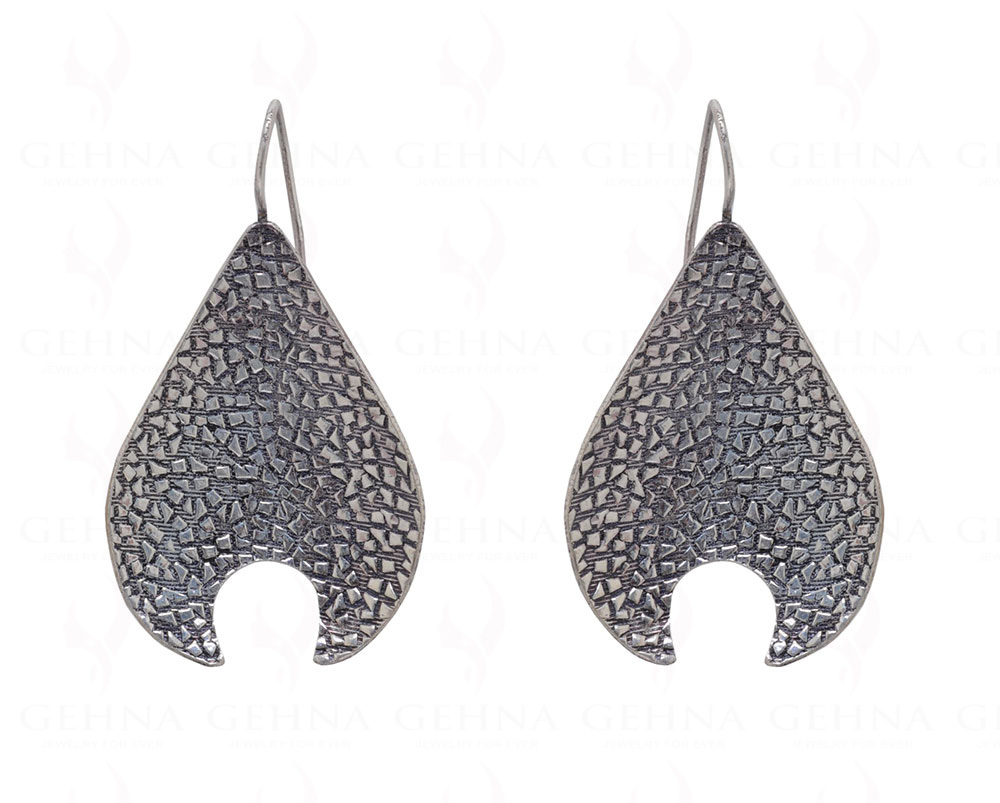 Sagittate Leaf Shaped 925 Solid Silver Oxidized Polish Earrings SE06-1002