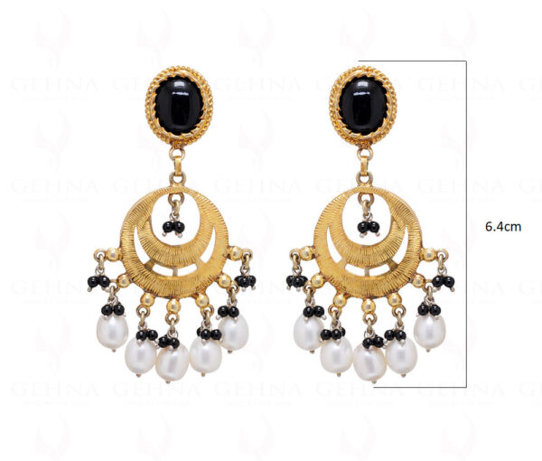 Black Onyx Gemstone Studded 925 Sterling Silver Earrings Se021002
