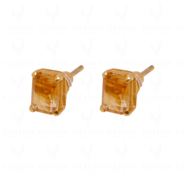 Citrine Octagon Shaped Gemstone Studded 925 Solid Silver Earrings SE04-1002