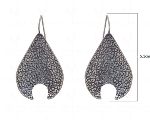 Sagittate Leaf Shaped 925 Solid Silver Oxidized Polish Earrings SE06-1002