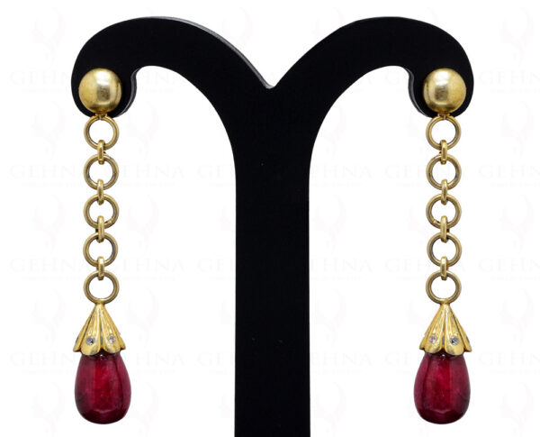 African Ruby Plain Drops Studded 925 Silver Pendant & Earrings SP04-1002