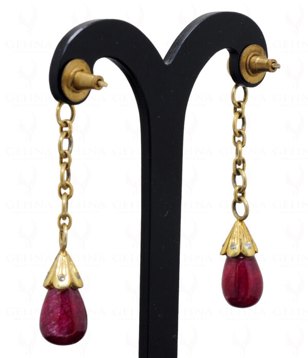 African Ruby Plain Drops Studded 925 Silver Pendant & Earrings SP04-1002