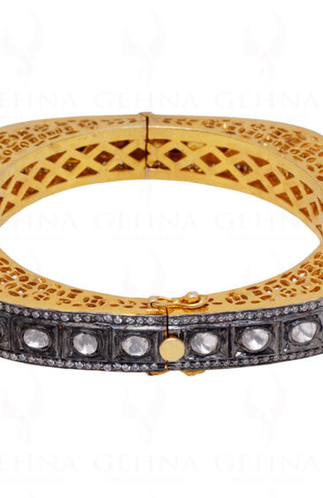 Modern Jewelry – Sapphire Studded 925 Solid Silver Bangle Bracelet Sb1003