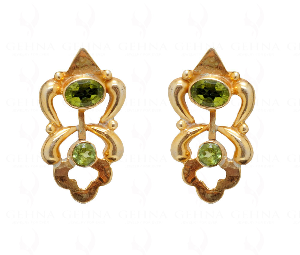 Peridot Gemstone Studded 925 Sterling Silver Earrings Se021003