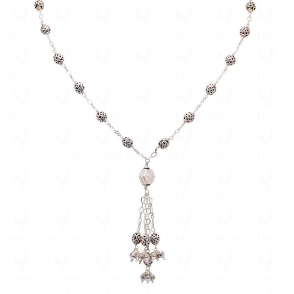 Oxidized Silver Beads Tassels With 925 Sterling Silver Chain SN-1003