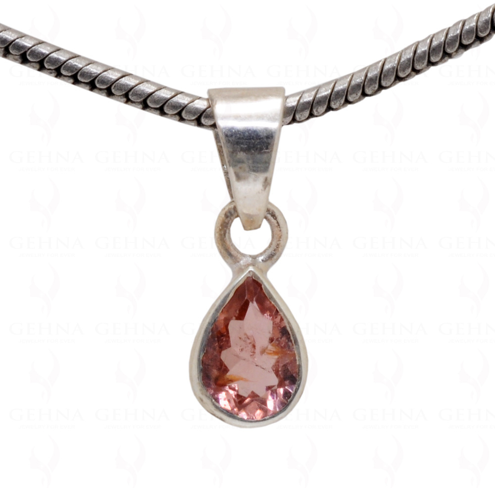 Pink Tourmaline Pear Shape Gemstone 925 Silver Pendant SP02-1003