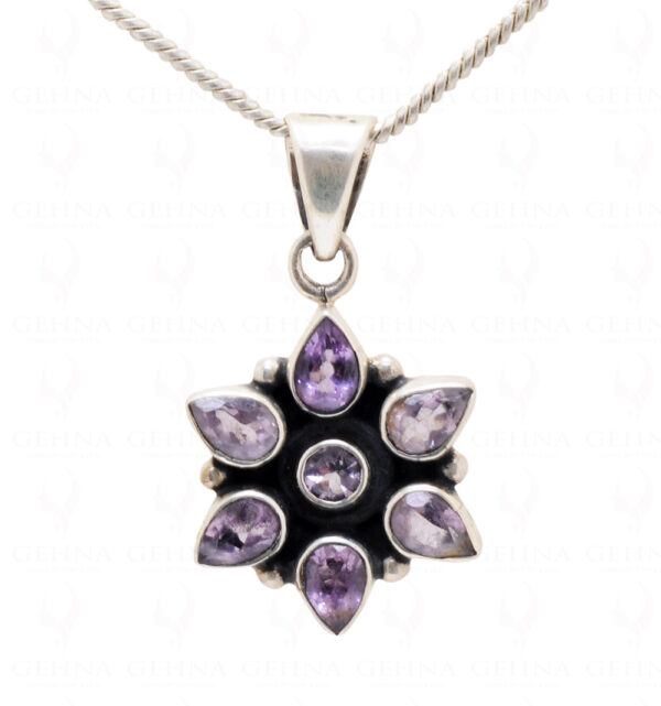 Amethyst Pear & Round Shape Gemstone 925 Sterling Silver Pendant Sp031003