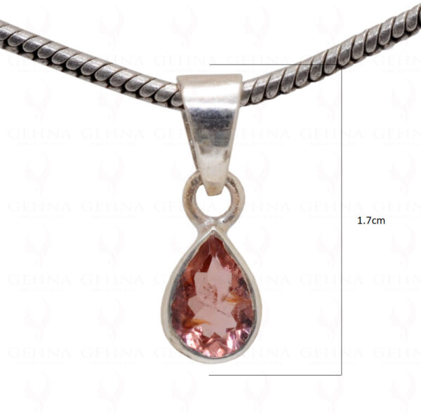 Pink Tourmaline Pear Shape Gemstone 925 Silver Pendant SP02-1003