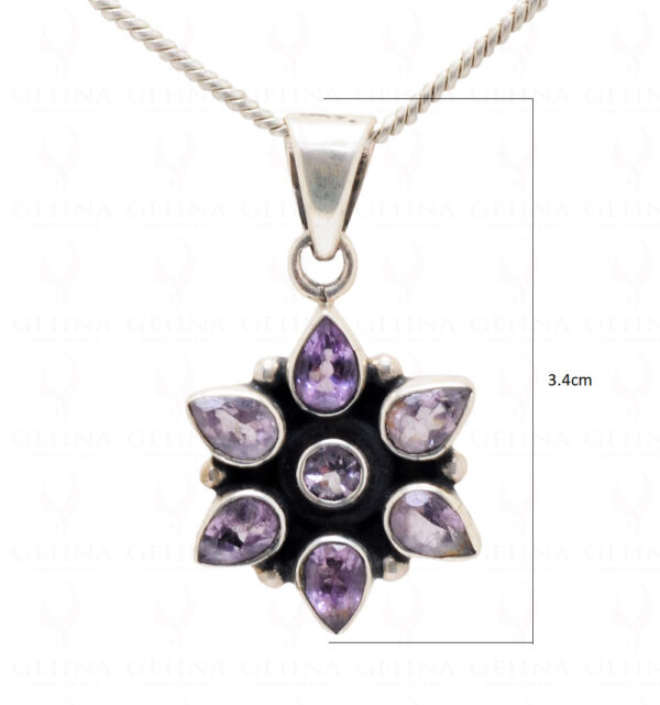 Amethyst Pear & Round Shape Gemstone 925 Sterling Silver Pendant Sp031003