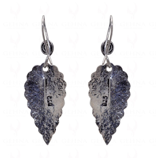 Leaf Shaped 925 Sterling Silver Oxidized Polished Earrings SE06-1004