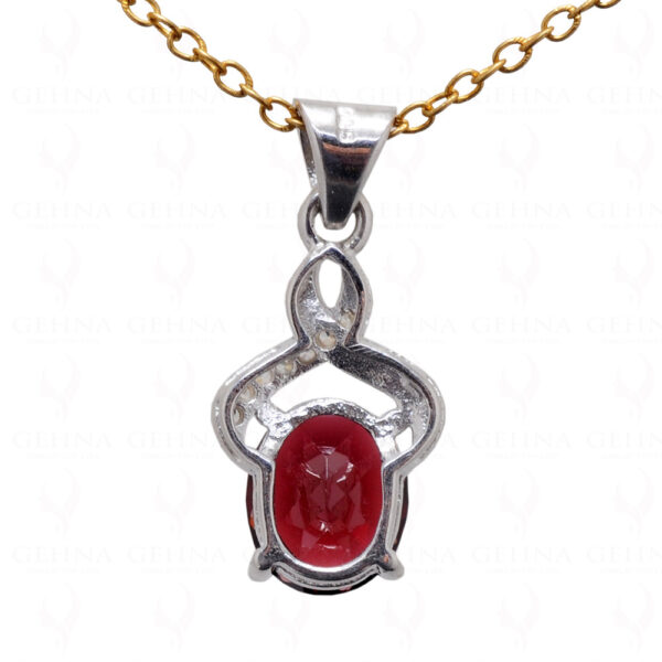 Natural Aaa Quality Red Garnet Oval Gemstone Studded 925 Silver Pendant Sp011004