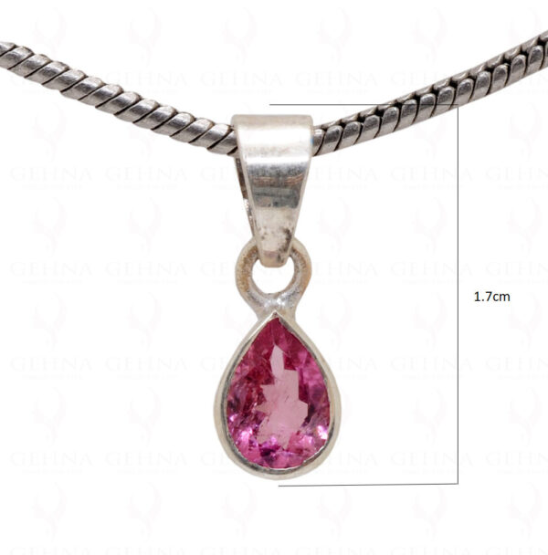 Pink Tourmaline Pear Shape Gemstone 925 Silver Pendant SP02-1004