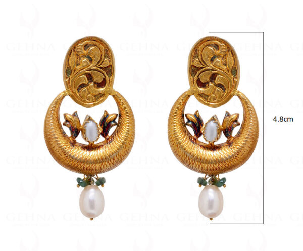 Pearl & Emerald Studded 925 Sterling Silver Earrings Se021004