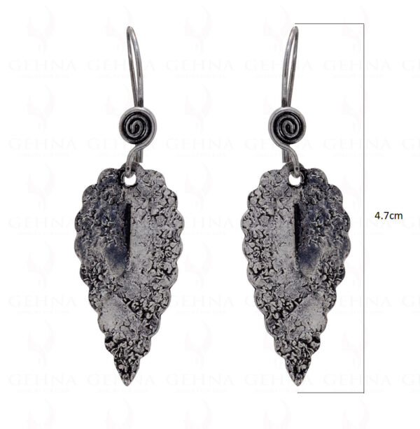 Leaf Shaped 925 Sterling Silver Oxidized Polished Earrings SE06-1004