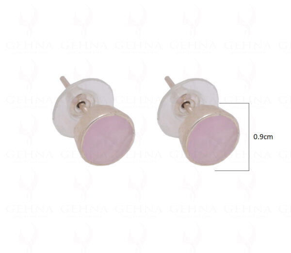 Rose Quartz Round Shaped Gemstone Studded 925 Solid Silver Earrings SE04-1004