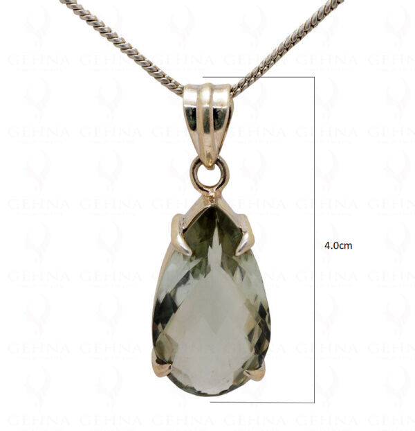 Green Amethyst Pear Shape Gemstone Studded 925 Sterling Silver Pendant Sp031004