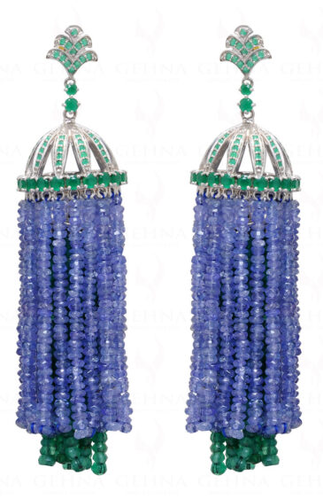 Emerald & Tanzanite Gemstone 925 Sterling Silver Earrings SE05-1005