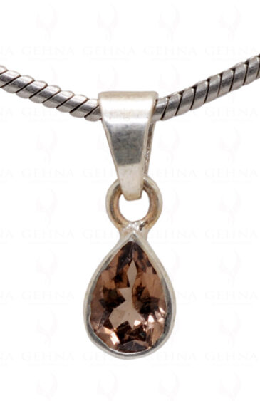 Brown Tourmaline Pear Shape Gemstone 925 Silver Pendant SP02-1005