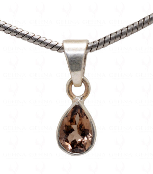 Brown Tourmaline Pear Shape Gemstone 925 Silver Pendant SP02-1005