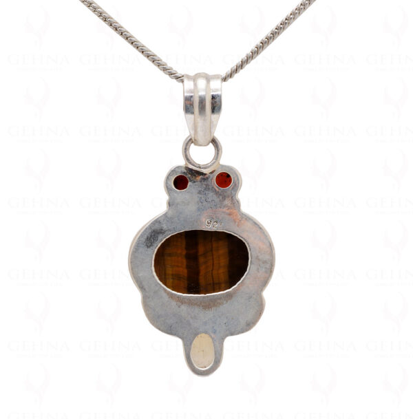 Garnet Tiger Eye & Citrine Gemstone Studded 925 Sterling Silver Pendant Sp031005