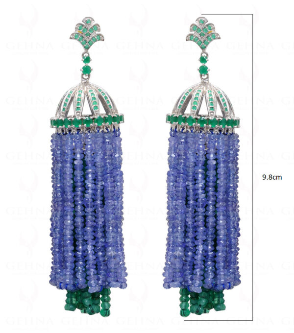 Emerald & Tanzanite Gemstone 925 Sterling Silver Earrings SE05-1005