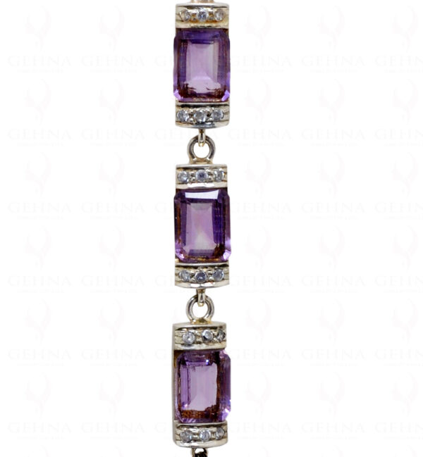 Amethyst Gemstone Studded 925 Sterling Silver Pendant & Earring Set SP04-1005