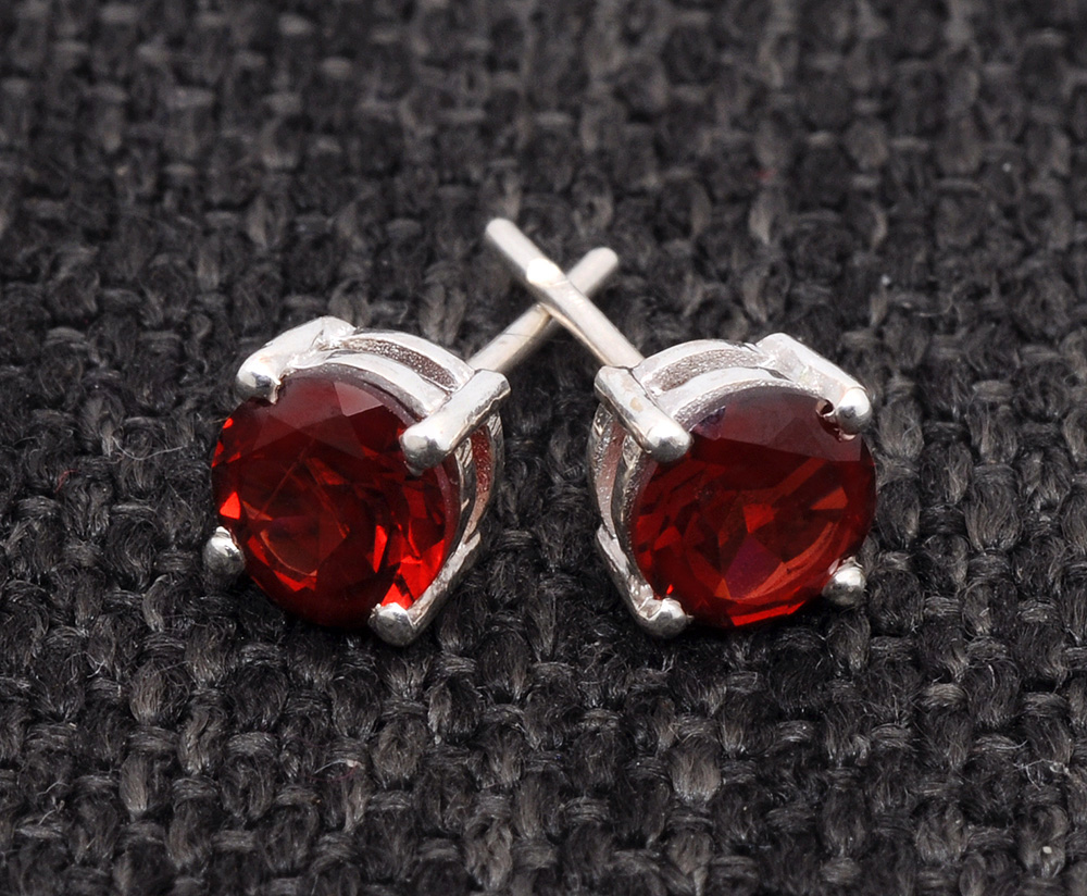 3 7/8 CT TGW Heart Shape Garnet Stud Earrings in Sterling Silver - CBG002637