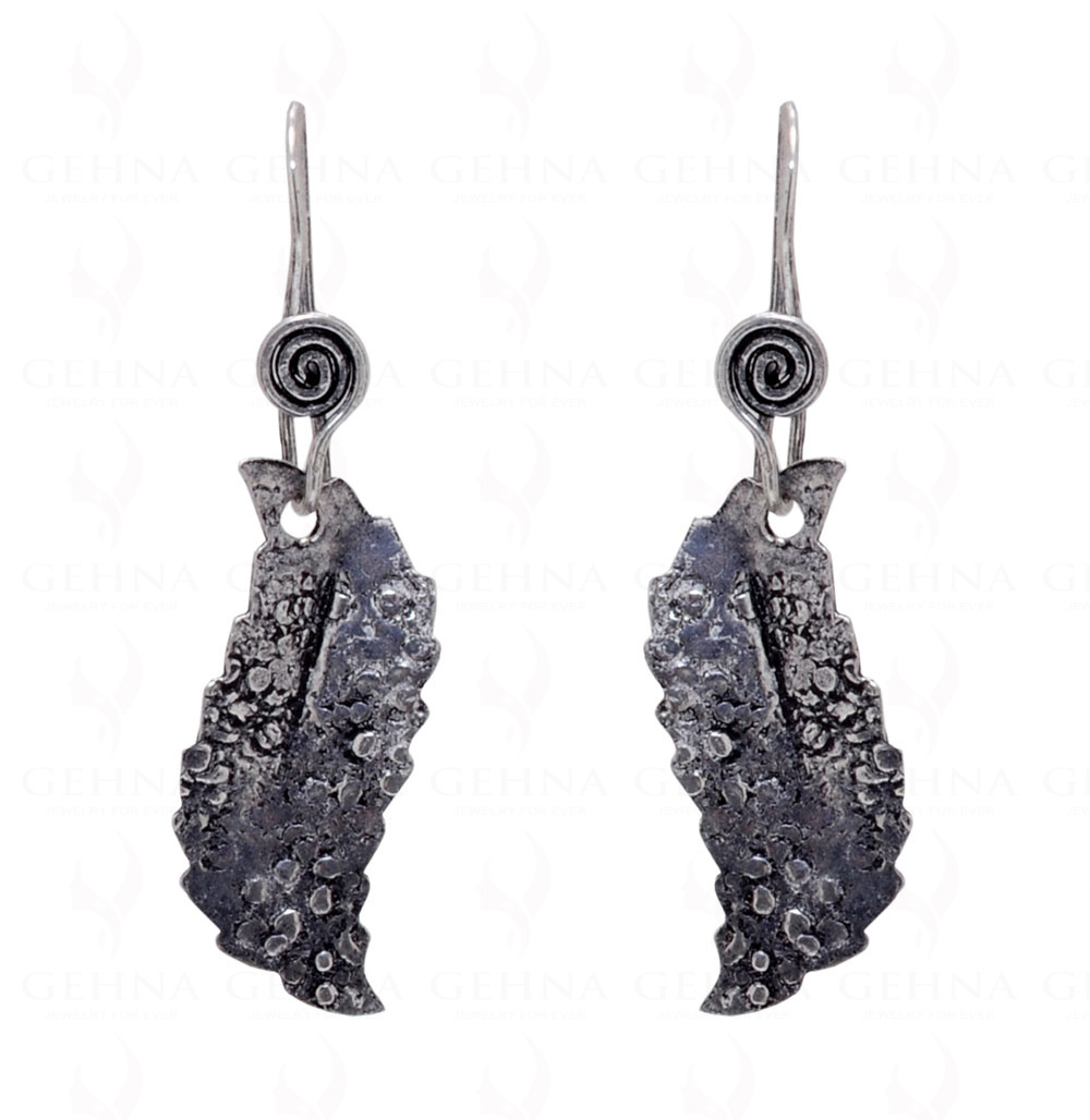 Leaf Shaped 925 Sterling Silver Oxidized Polished Earrings SE06-1006