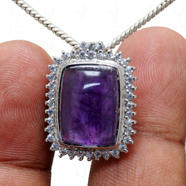 Beautiful Purple Color Amethyst Cabochon Studded 925 Silver Pendant Sp011006