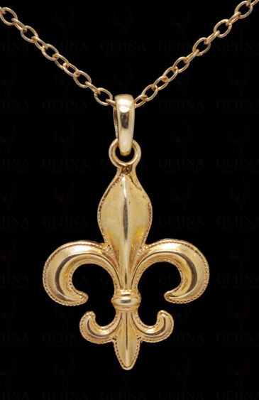 French Bourbon Lily Shaped In 925 Silver Pendant Yellow Rhodium Plating SP05-1006