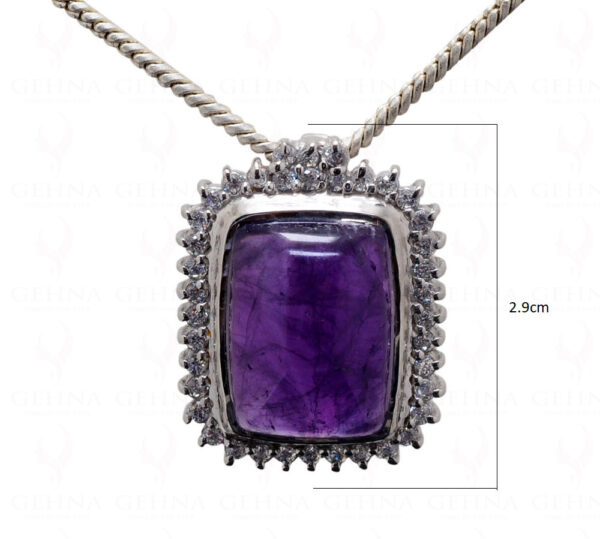 Beautiful Purple Color Amethyst Cabochon Studded 925 Silver Pendant Sp011006