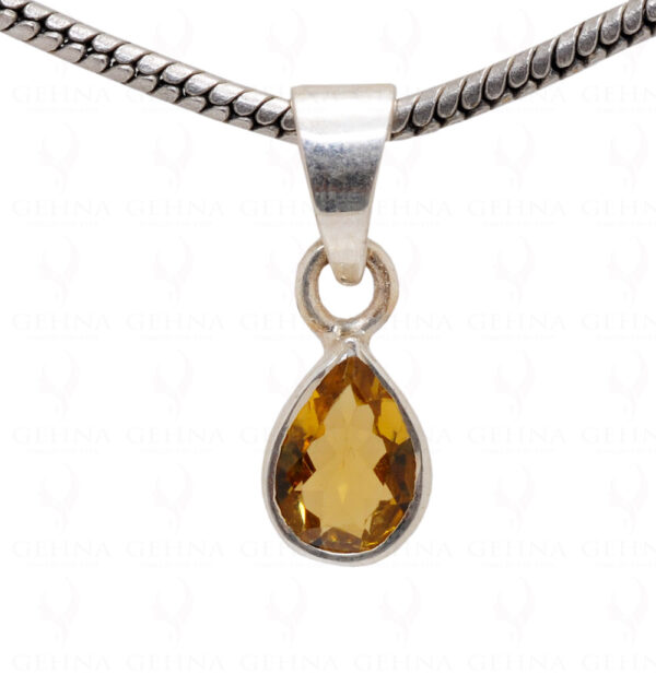 Yellow Tourmaline Pear Shape Gemstone 925 Silver Pendant SP02-1007