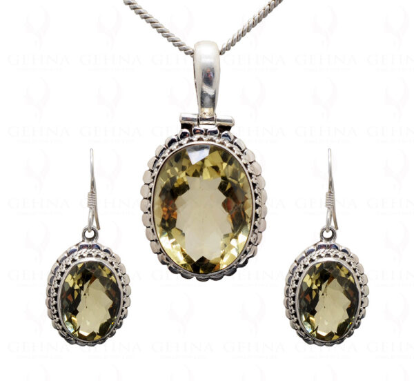 Lemon Topaz Oval Shape Gemstone Studded 925 Sterling Silver Pendant Set SP04-1007