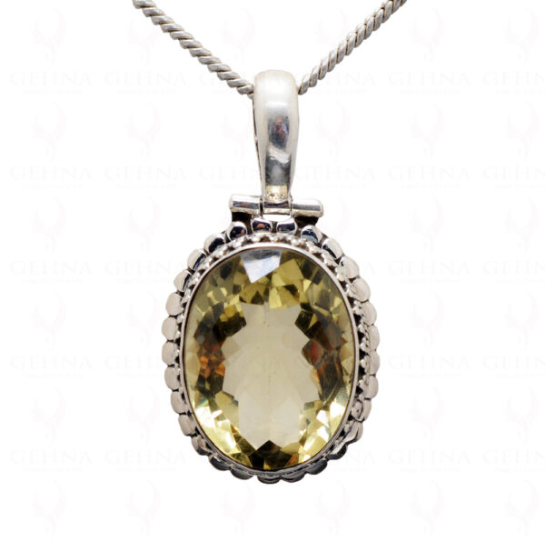 Lemon Topaz Oval Shape Gemstone Studded 925 Sterling Silver Pendant Set SP04-1007