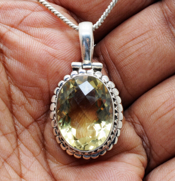 Lemon Topaz Oval Shape Gemstone Studded 925 Sterling Silver Pendant Set SP04-1007