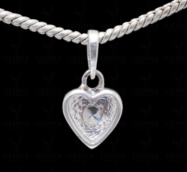 White Topaz Gemstone Studded Heart Shape 925 Sterling Silver Pendant Sp011007