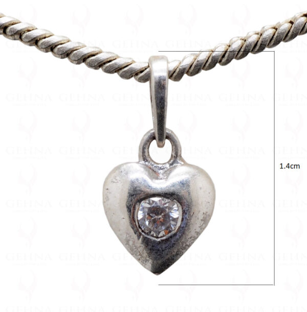 White Topaz Gemstone Studded Heart Shape 925 Sterling Silver Pendant Sp011007