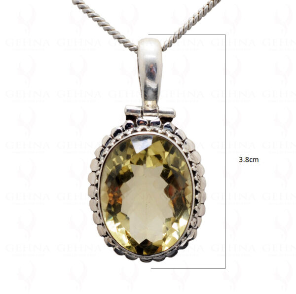 Lemon Topaz Oval Shape Gemstone Studded 925 Sterling Silver Pendant Set SP04-1007