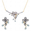 Blue & White Topaz Gemstone Necklace & Earring Set .925 Sterling Silver SN-1008