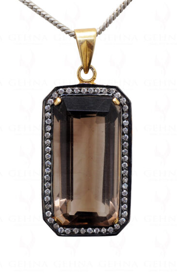 “Aaa” Smoky Quartz Gemstone Studded 925 Sterling Silver Pendant Sp011008